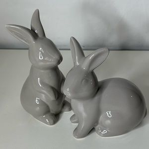 Easter Bunny Rabbit Ceramic Gray Table Top Decor